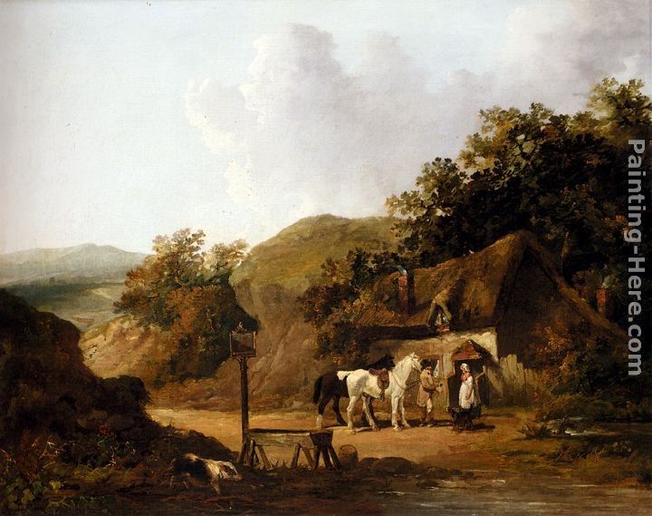 George Morland Taking Refreshments Outside A Village Inn